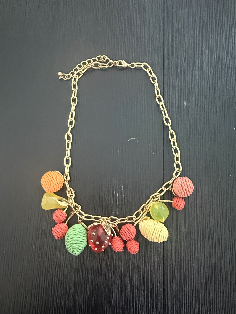 Target Gold-Tone Chain Necklace with Multicolor Fruit and Bead Charms